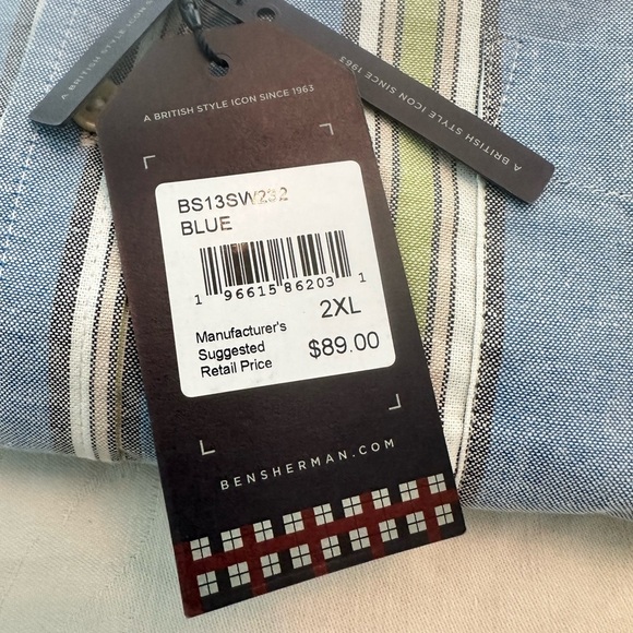 Ben Sherman Striped Oxford Shirt Short Sleeves XXL NWT - Picture 13 of 13
